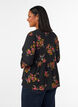 L&aring;ng&auml;rmad blus med blomm&ouml;nster, Svart, Model image number 2