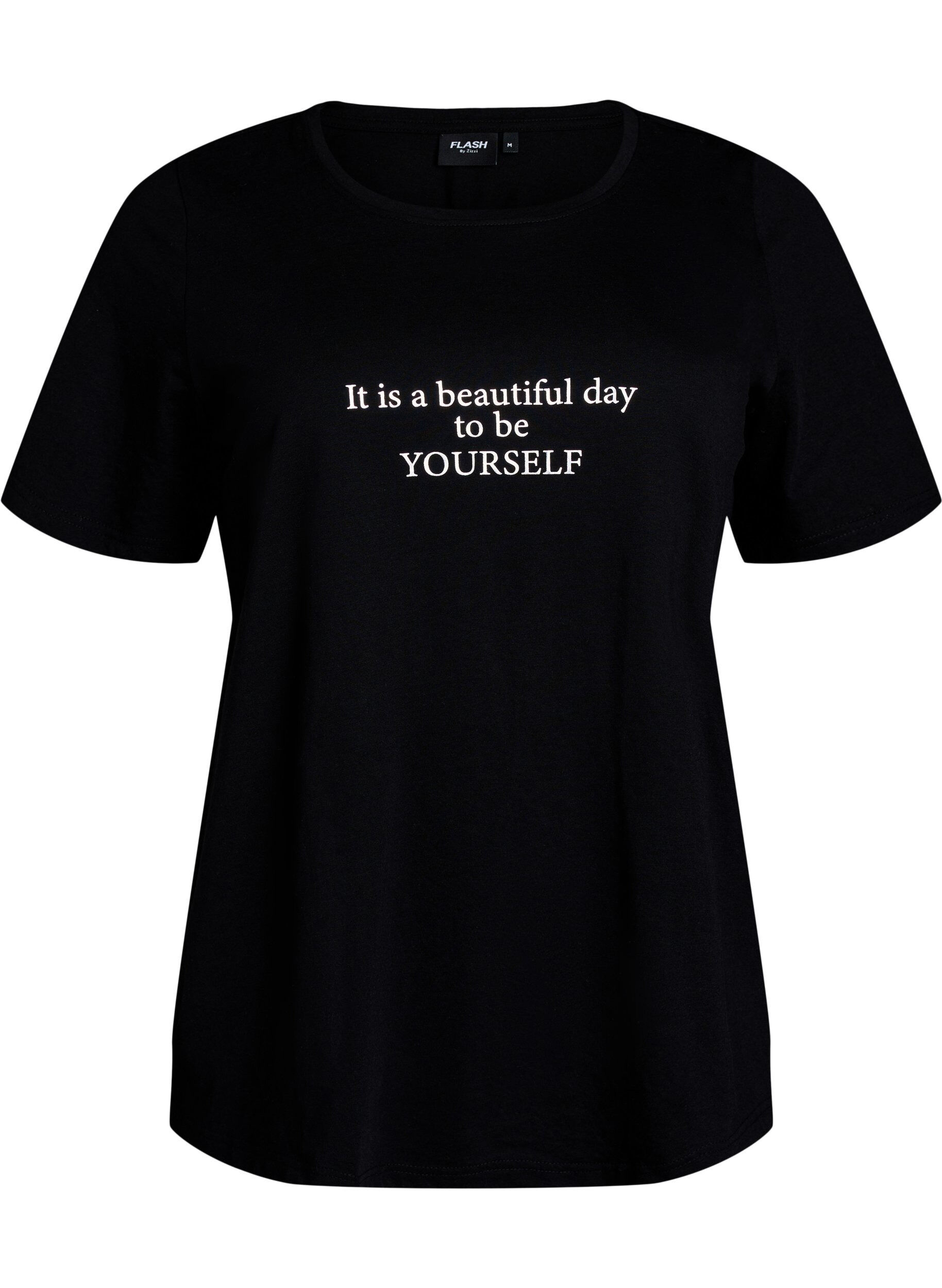 ZizziT-shirt med tryck, Svart, Packshot image number 0