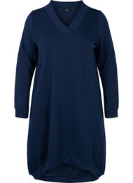 Enfärgad klänning i sweatshirtmaterial, Navy Blazer
