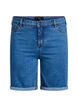 Figurn&auml;ra jeansshorts med h&ouml;g midja, Bl&aring;, Packshot image number 0