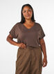 Bas-t-shirt med v-ringning i viskos, Brun, Model image number 0