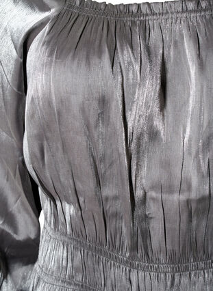 Silverfärgad blus med trekvartsärm och smock, Dark Silver, Packshot image number 2