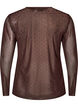 Blus i mesh med tryck, Brun, Packshot image number 1