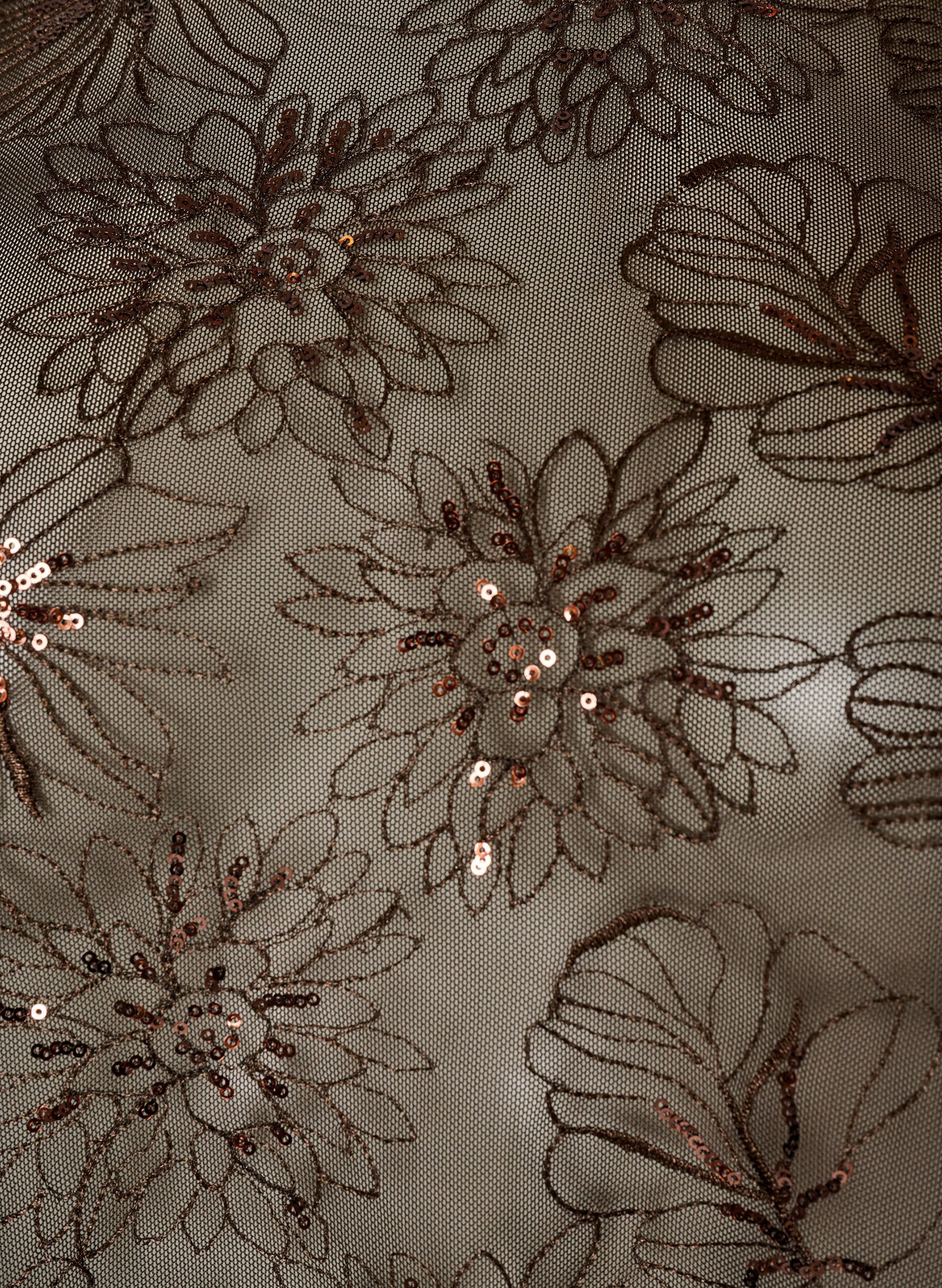 ZizziBlus i mesh med blommor och paljetter, Brun, Packshot image number 2