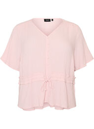 Blus med struktur och knyt i midjan, Rosa