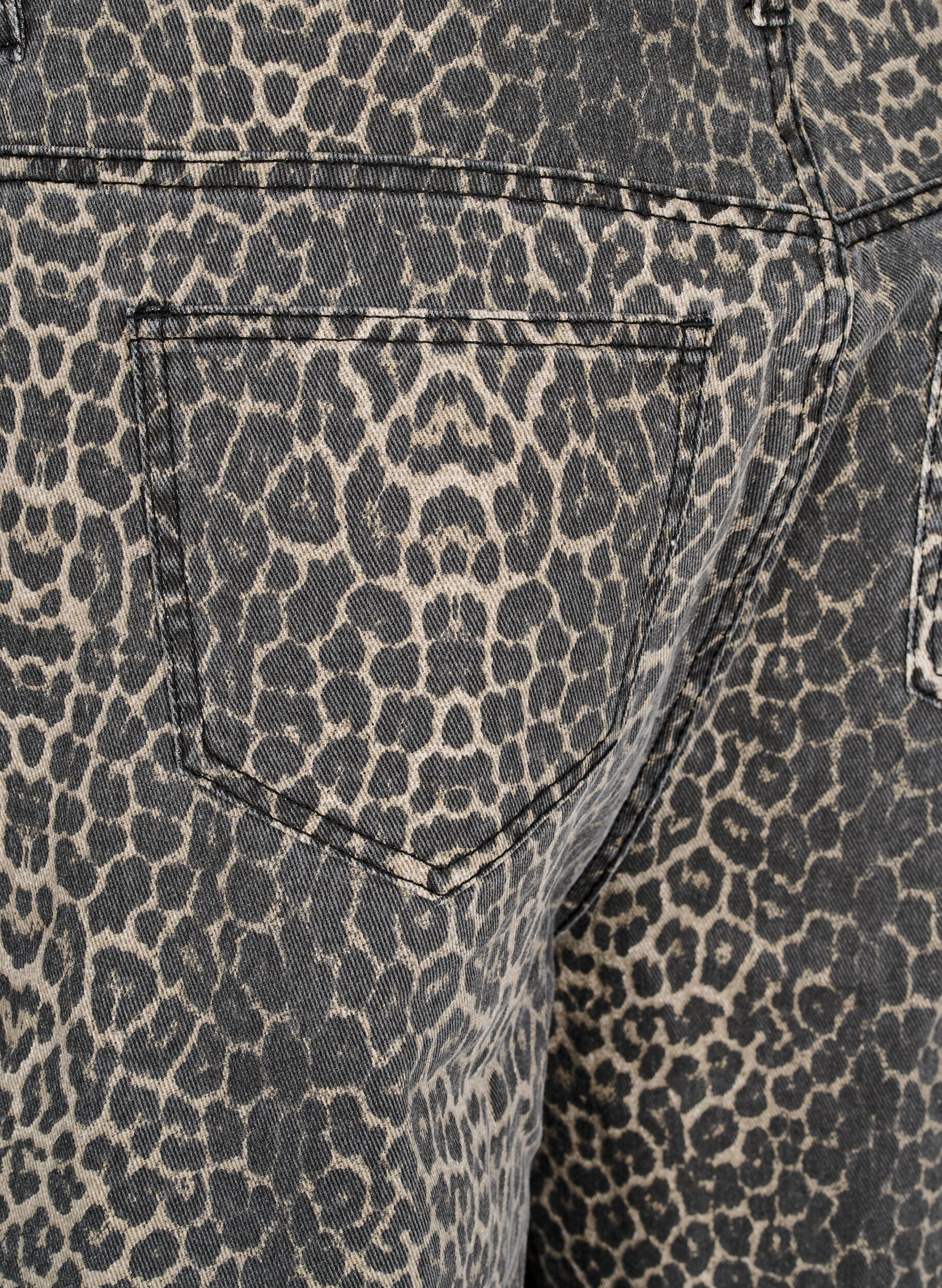 Zizzi Leopardm&ouml;nstrade jeansshorts i bermuda-modell, Brun, Packshot image number 3