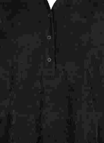 Sammetsklänning med 3/4 ärmar och knappar, Black, Packshot image number 2