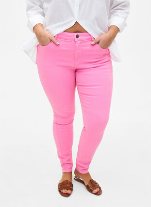 Amy jeans med supersmal passform och hög midja, Rosebloom, Model image number 2