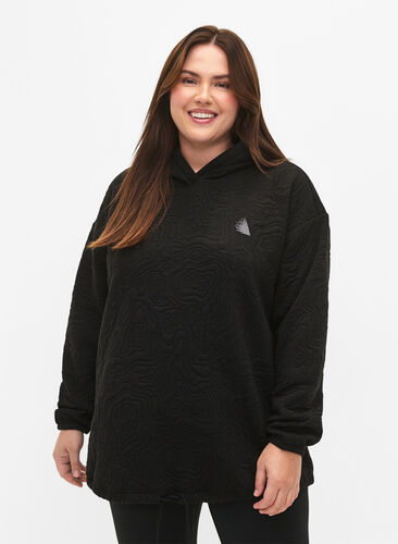 Sportig sweatshirt med huva, Black, Model image number 0
