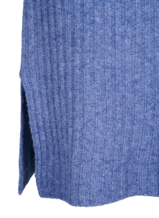 Ribbstickad klänning med slits, Gray Blue Mel., Packshot image number 3