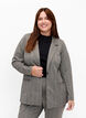 Rutig blazer med knapp, Beige Brown Check, Model image number 0