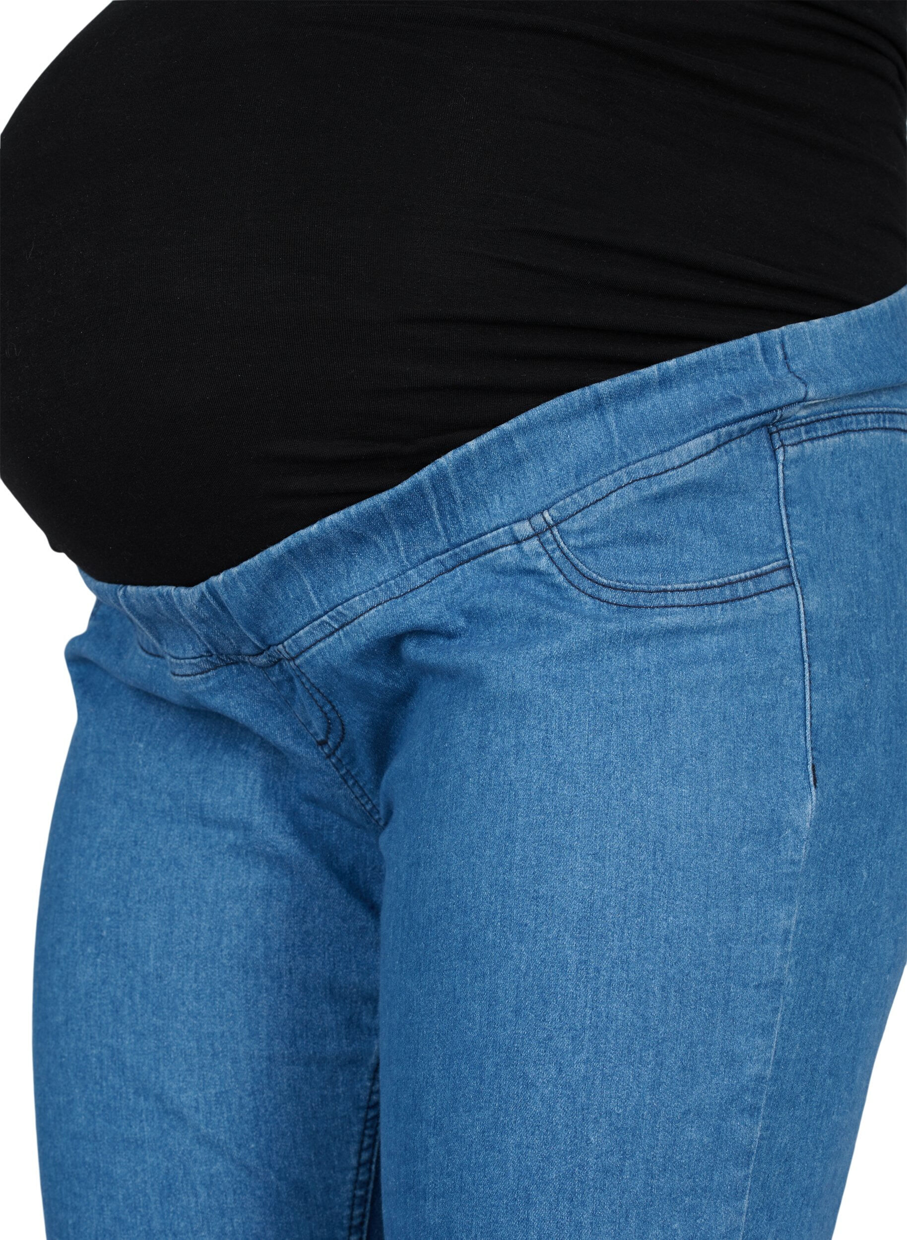Zizzi Gravidjeggings med bakfickor, Blue denim, Packshot image number 2
