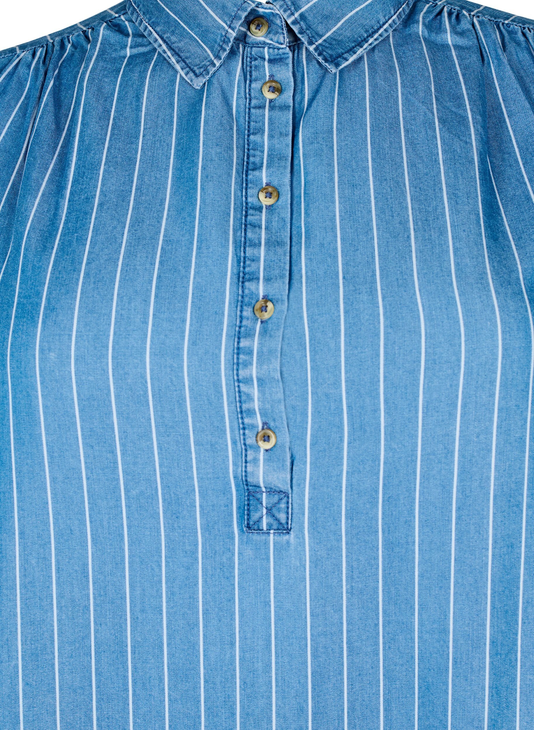 Zizzi Randig tunika i TENCEL&trade;-denim, Bl&aring;, Packshot image number 2