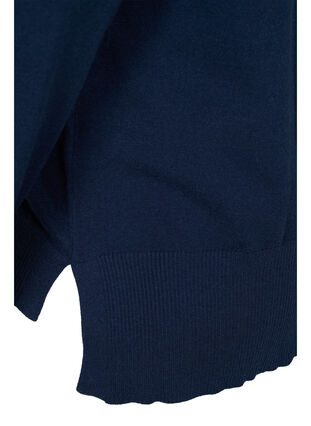 Långärmad tröja med ribb och slits, Navy Blazer, Packshot image number 3