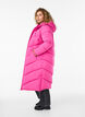 Lång pufferjacka med huva och fickor, Rosa, Model image number 2