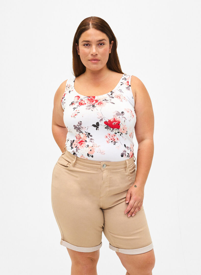 Åtsittande jeansshorts med hög midja, Nomad, Model image number 0