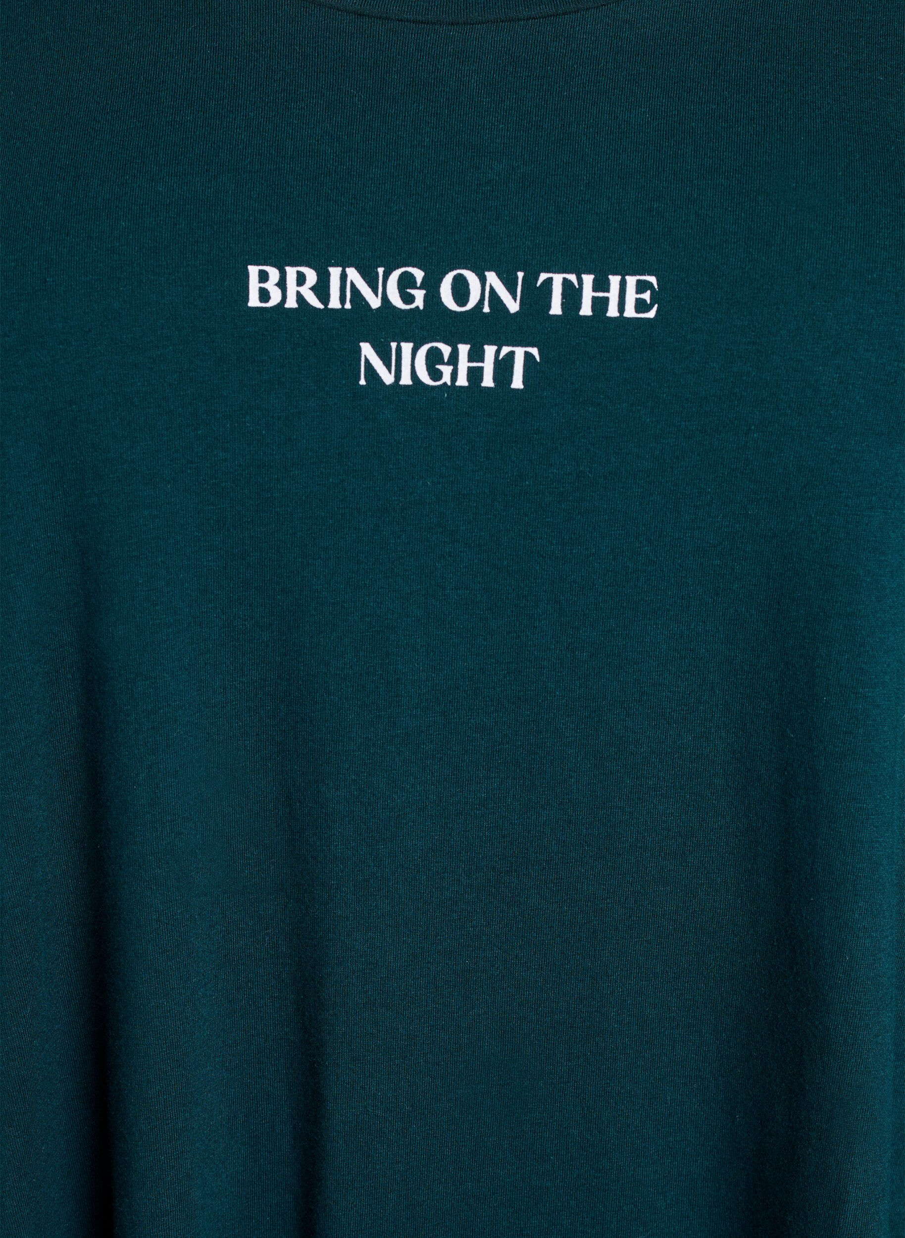 Zizzi L&aring;ng&auml;rmat nattlinne i ekologisk bomull, Gr&ouml;n, Packshot image number 2