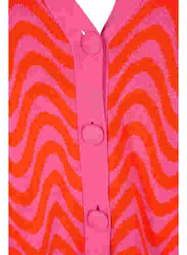 Stickad kofta med mönster och knappar, Hot Pink Comb., Packshot image number 2