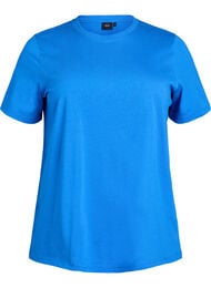 Enkel t-shirt i bomull med rund halsringning, Bl&aring;