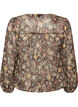 Blus med blommigt m&ouml;nster och ballong&auml;rmar, Brun, Packshot image number 1