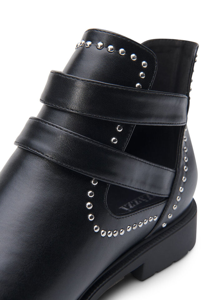 Wide fit - Ankelboots med nitar, Black, Packshot image number 4