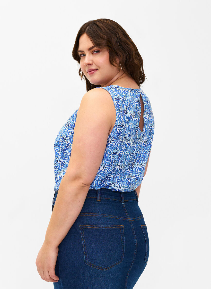 FLASH - Ärmlös topp med tryck, Blå, Model image number 2