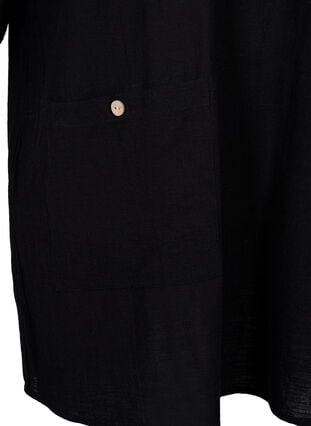 3/4-ärmad tunika i bomullsblandning med linne, Black, Packshot image number 3