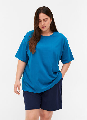 Kortärmad t-shirt i bomull, Fjord Blue, Model image number 0