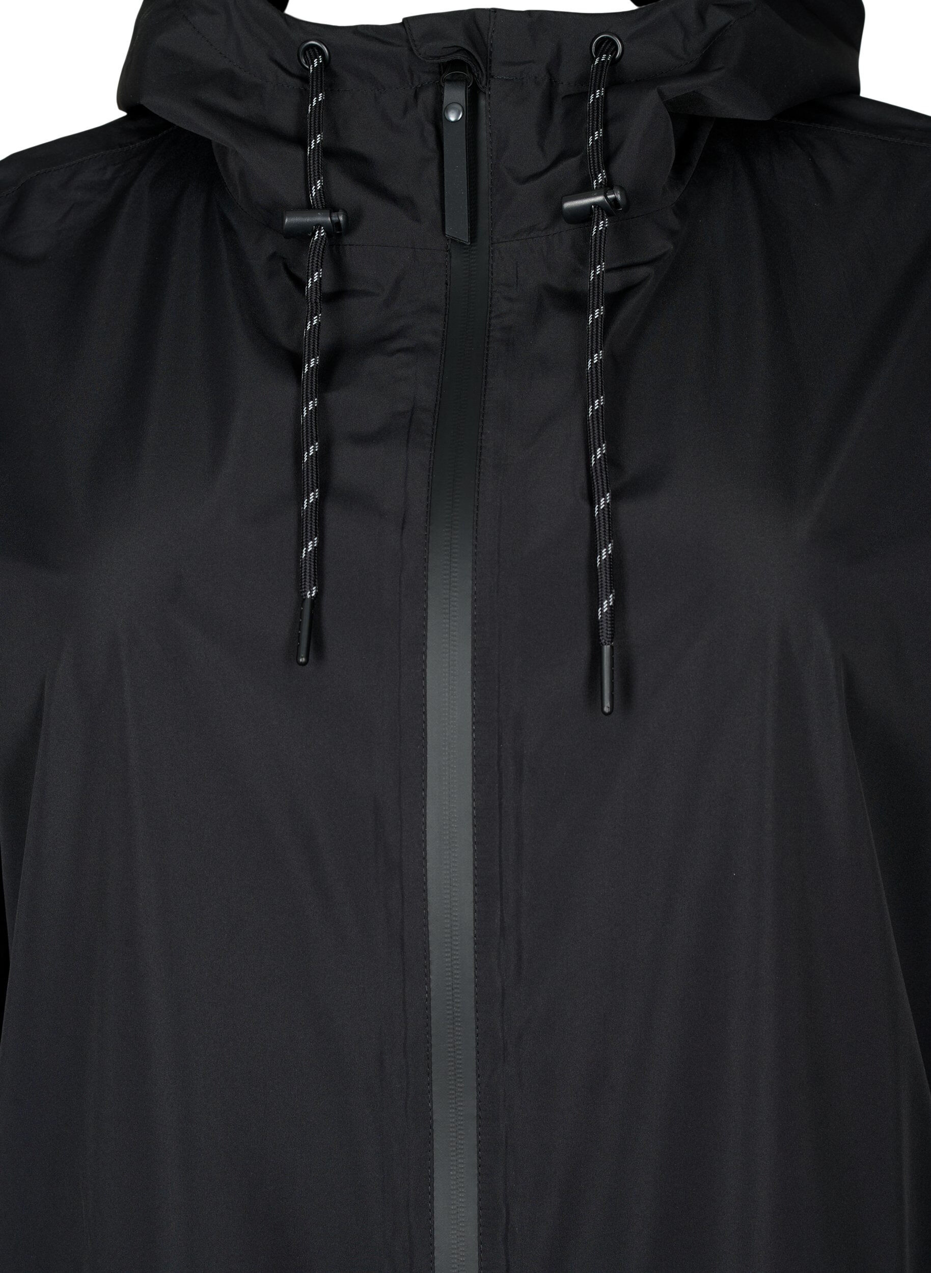ZizziRegnjacka med fickor och huva, Svart, Packshot image number 2