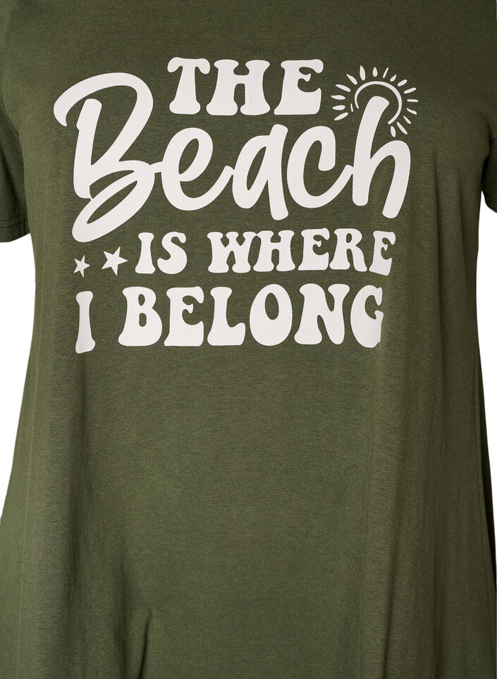 T-shirt med rund hals och A-linjeform, Gr&ouml;n, Packshot image number 2