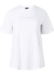 T-shirt i ekologisk bomull med text, White HARMONY