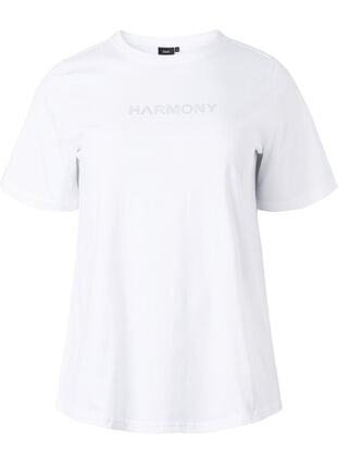 T-shirt i ekologisk bomull med text, White HARMONY, Packshot image number 0