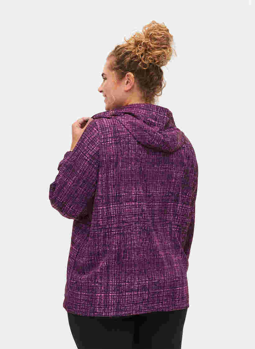 Sportanorak med dragkedja och fickor, Square Purple Print, Model image number 1
