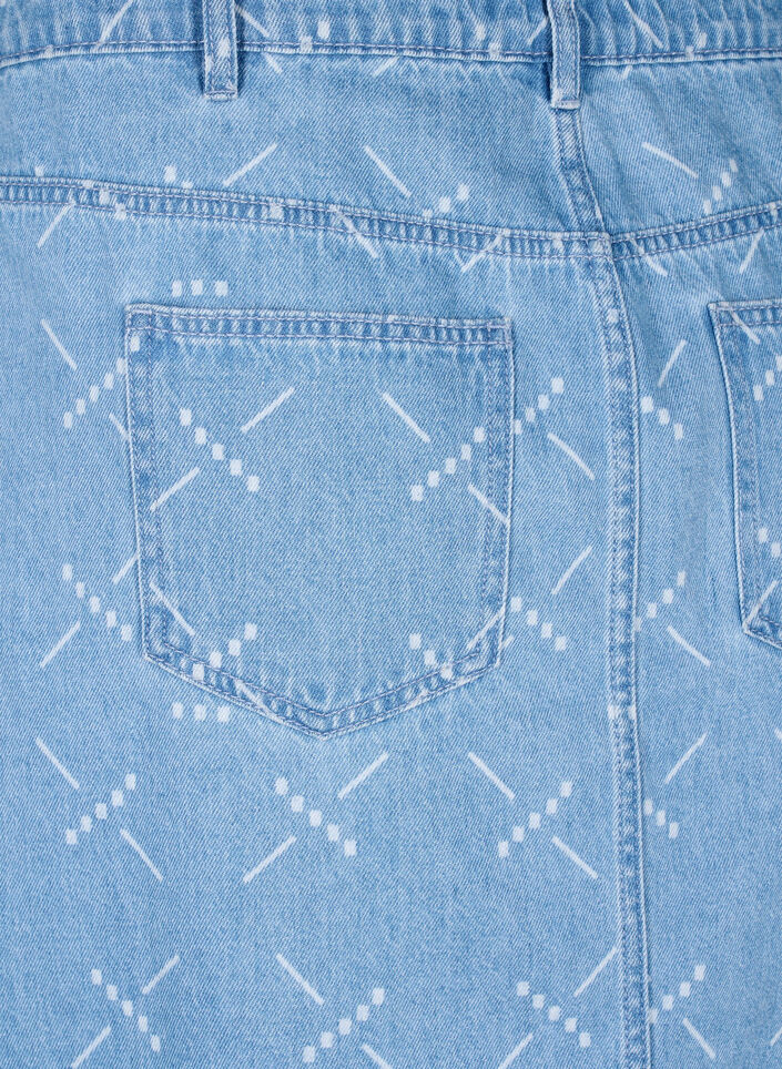 Denimkjol med mönster, Light blue denim, Packshot image number 3