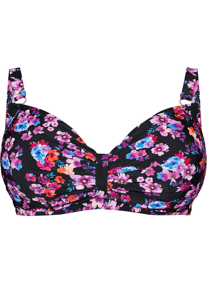 Bikinitopp med bygel och m&ouml;nster, Lila, Packshot image number 0