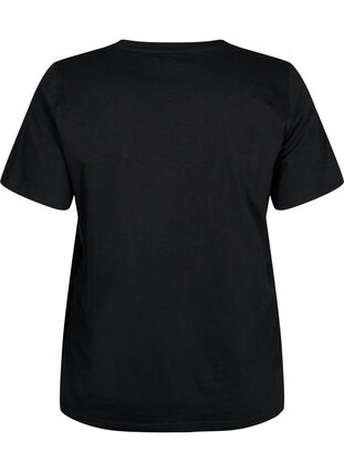Kortärmad enkel t-shirt med v-ringning, Black, Packshot image number 1