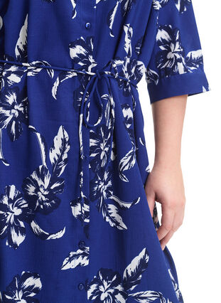 FLASH – Skjortklänning med blommigt tryck, Navy Blazer Flower, Model image number 2