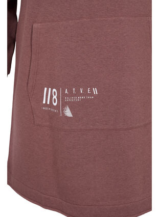 Sweatshirtklänning med huva och ficka, Marron, Packshot image number 3