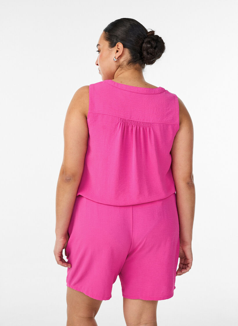 Shorts med fickor och res&aring;r i midjan, Rosa, Model image number 2