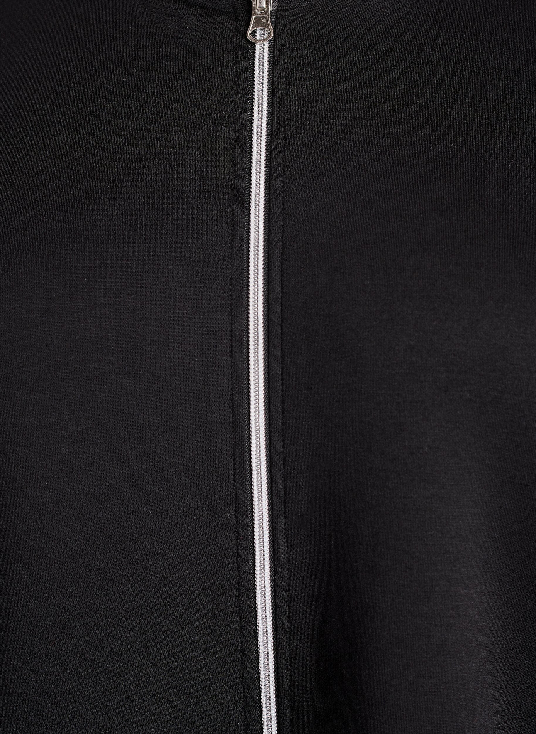 Zizzi Huvtr&ouml;ja i scuba med dragkedja och fickor, Svart, Packshot image number 2