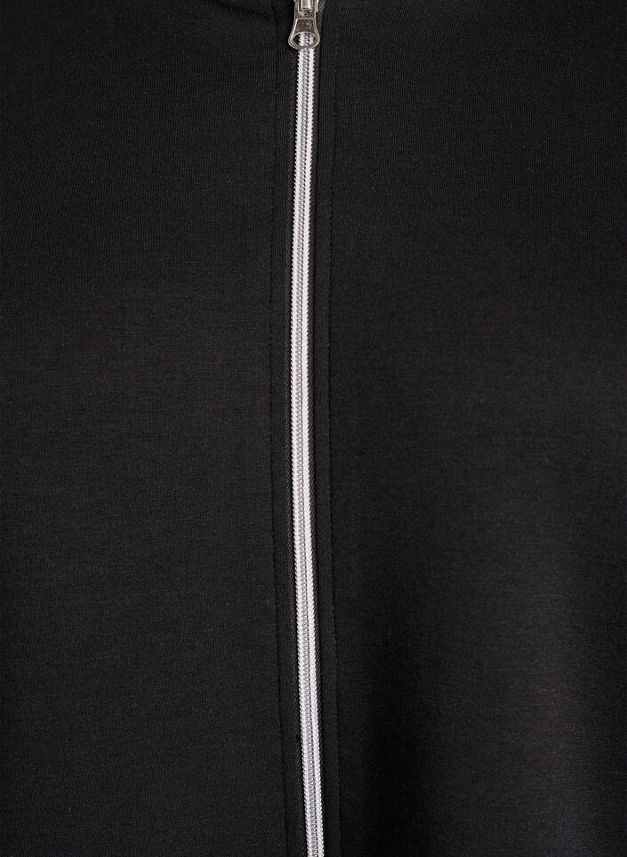 Huvtröja i scuba med dragkedja och fickor, Svart, Packshot image number 2