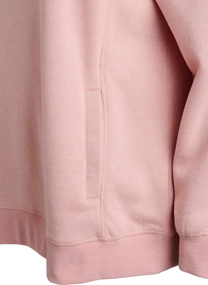 Sweatshirt med h&ouml;g krage och fickor, Rosa, Packshot image number 3