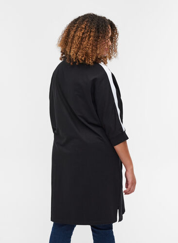 Sweatshirtklänning i bomull med dragkedja och 3/4 ärmar, Black, Model image number 1