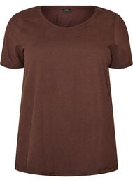 Enf&auml;rgad t-shirt i bomull, Brun
