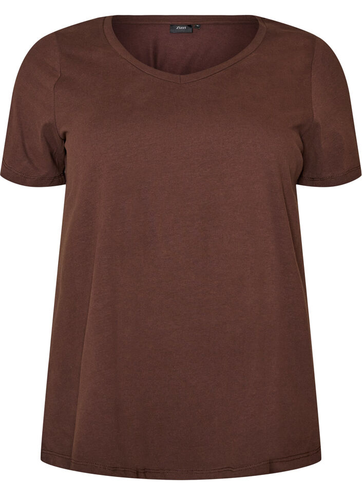 Enf&auml;rgad t-shirt i bomull, Brun, Packshot image number 0