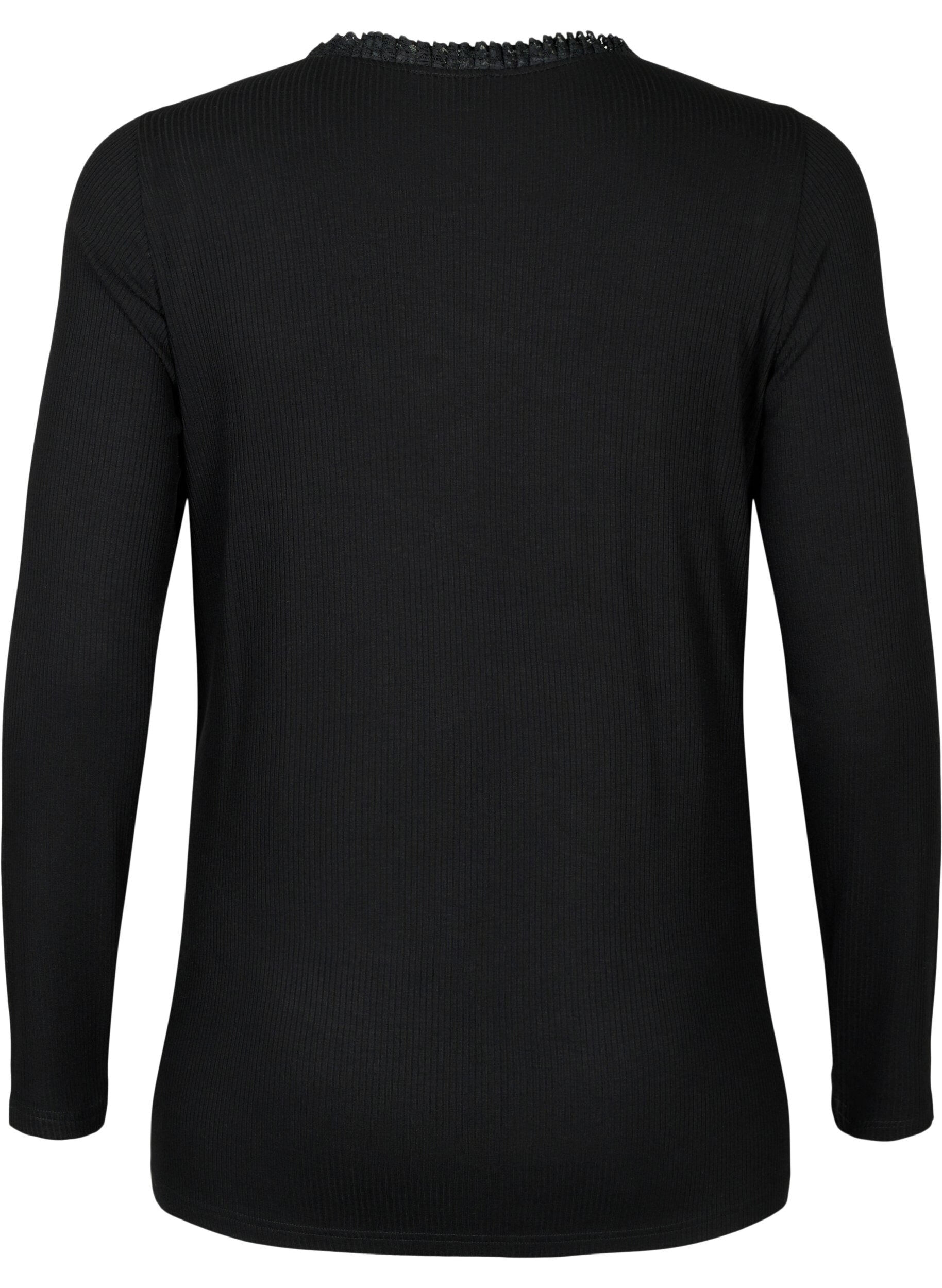 Zizzi Graviditet blus med spets och l&aring;nga &auml;rmar, Svart, Packshot image number 1