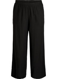 Byxor med vida ben i linne och viskos, Svart