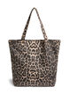 Shopper i denim med leopardm&ouml;nster, Brun, Packshot image number 1