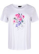 T-shirt i bomull med blommor och porträttmotiv, B. White Face Flower, Packshot image number 0