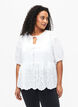Viskosblus med broderi anglaise, Bright White, Model image number 0